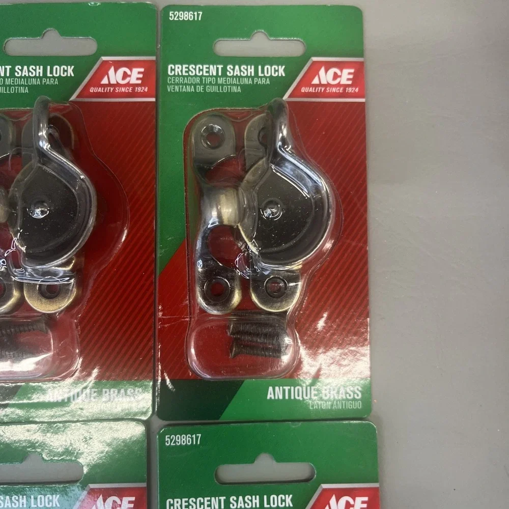 ACE Antique Brass Crescent Sash Lock Window Hardware with Screws 5298617 Lot 4